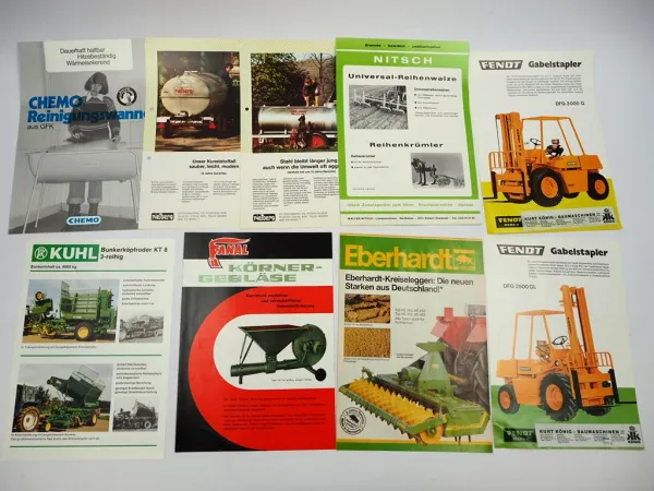 9x Original Prospekt Landtechnik 1970/80er Jahre Fendt Eberhardt Kuhl Nitsch