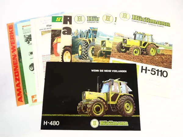 9x Original Prospekt Landtechnik 1970/80er Jahre Hürlimann Renault Amazone