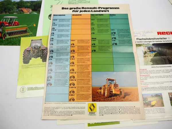 9x Original Prospekt Landtechnik 1970/80er Jahre Hürlimann Renault Amazone