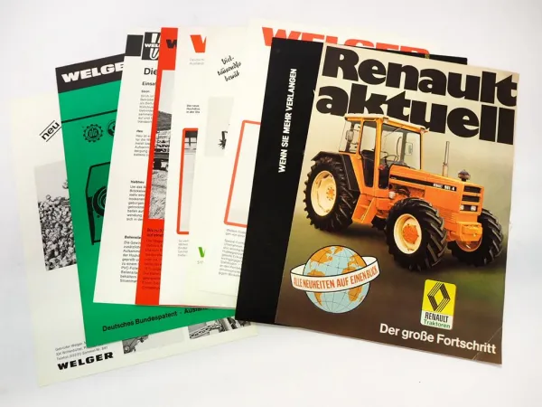 9x Original Prospekt Landtechnik 1970/80er Jahre Hürlimann Renault Welger