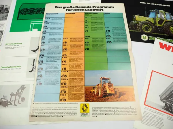 9x Original Prospekt Landtechnik 1970/80er Jahre Hürlimann Renault Welger