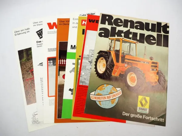 9x Original Prospekt Landtechnik 1970/80er Jahre Renault Müller Welger