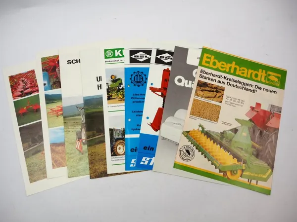 9x Original Prospekt Landtechnik 1970/80er Jahre Stoll Kuhn Eberhardt Strautmann