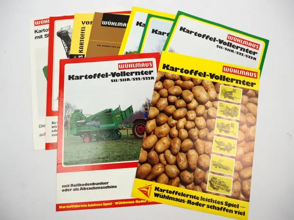 9x Original Prospekt Niewöhner 511 522 611 622 644 Kartoffelernter 1970/80er J.