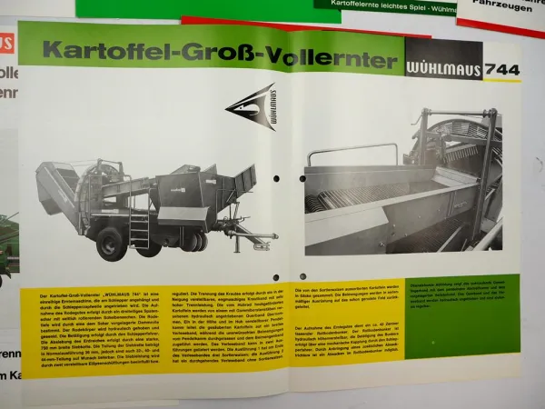 9x Original Prospekt Niewöhner Wühlmaus Kartoffel Erntemaschinen 1970er J.