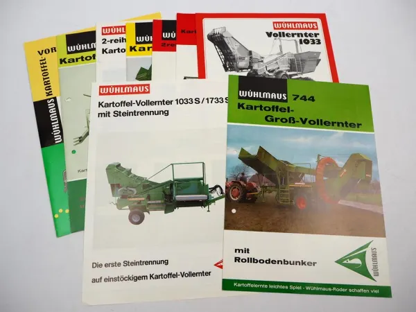 9x Original Prospekt Niewöhner Wühlmaus Kartoffel Erntemaschinen 1970er Jahre