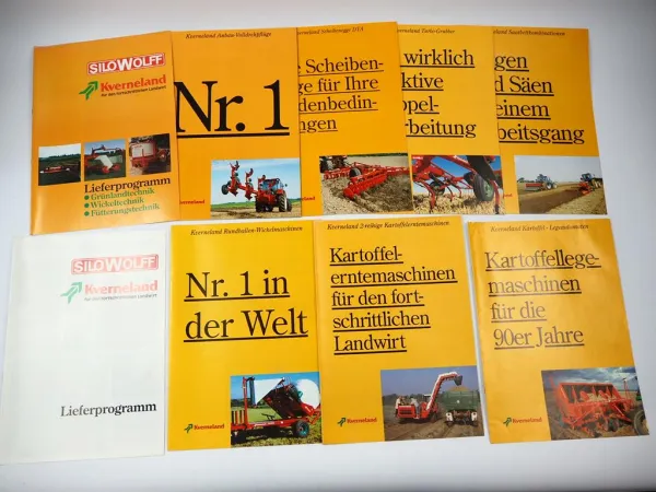 9x Original Prospekt Silowolff Kverneland Landtechnik 1990er Jahre