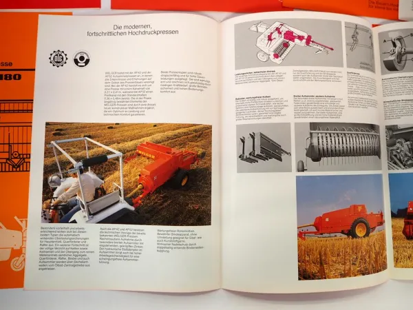 9x Original Prospekt Welger AP RP Pressen S P Ballenwerfer 1970/80er Jahre