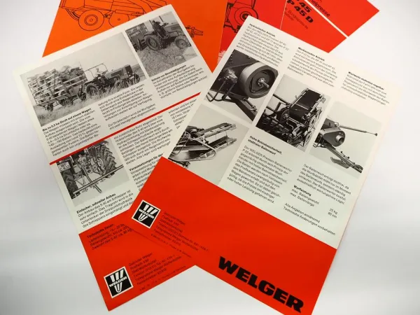 9x Original Prospekt Welger Pressen Ballenwerfer Landtechnik 1970/80er Jahre