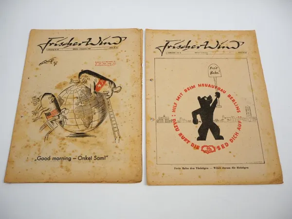 9x Satire Zeitschrift Frischer Wind Berlin 1946/47 Sowjetische Besatzungszone