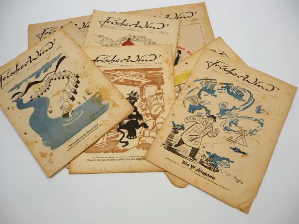 9x Satire Zeitschrift Frischer Wind Berlin 1946/47 Sowjetische Besatzungszone