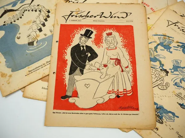 9x Satire Zeitschrift Frischer Wind Berlin 1946/47 Sowjetische Besatzungszone