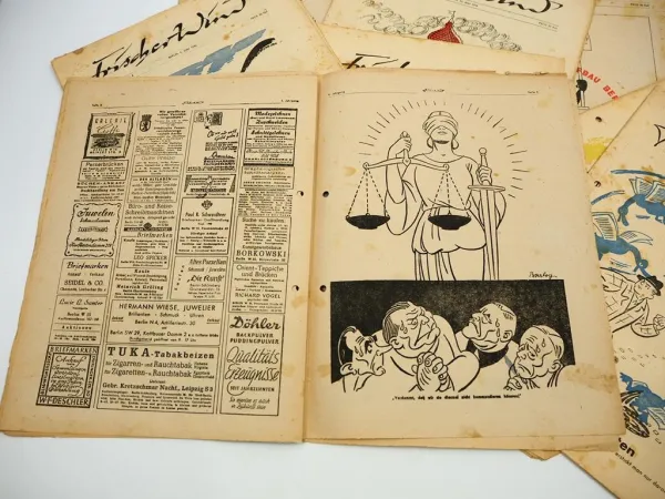 9x Satire Zeitschrift Frischer Wind Berlin 1946/47 Sowjetische Besatzungszone