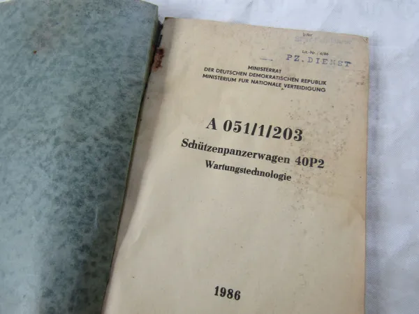 A051/1/203 Schützenpanzerwagen 40P2 Wartungstechnologie 1986 DDR NVA