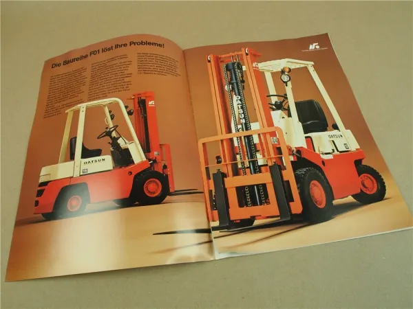 2 Prospekte Datsun Fendt Gabelstapler 1,0 1,35 1,75 3,0t Luft- / Elastik 1979