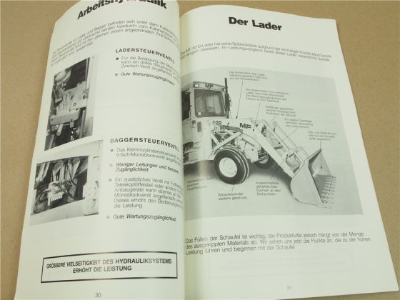 Verkaufshandbuch Massey Ferguson MF 50D Baggerlader und Prospekt 80er Jahre
