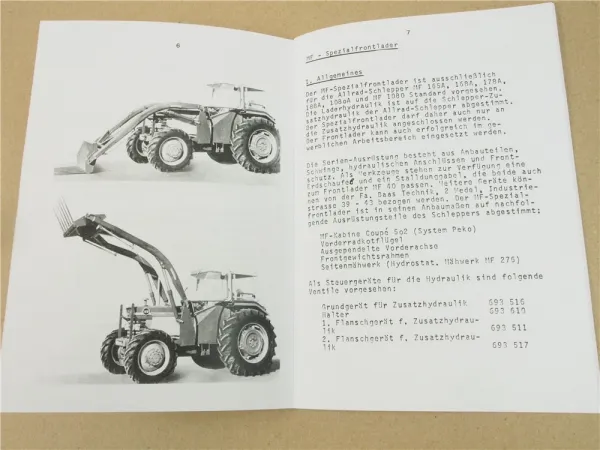 Massey Ferguson Frontlader Betriebsanleitung MF 165A 168A 178A 188A 1080A 1080S