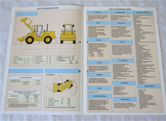 8 Prospekte JCB Combi 406 408 410 435 Allrad Knick-Lader 1991/1992