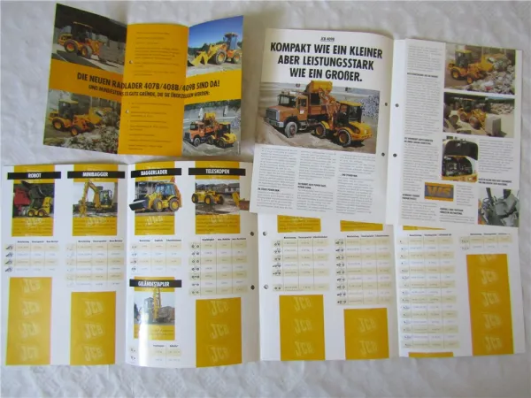 10 Prospekte JCB 409 408B 436HT 426HT 416 411 407B 409B Lader 1997/98