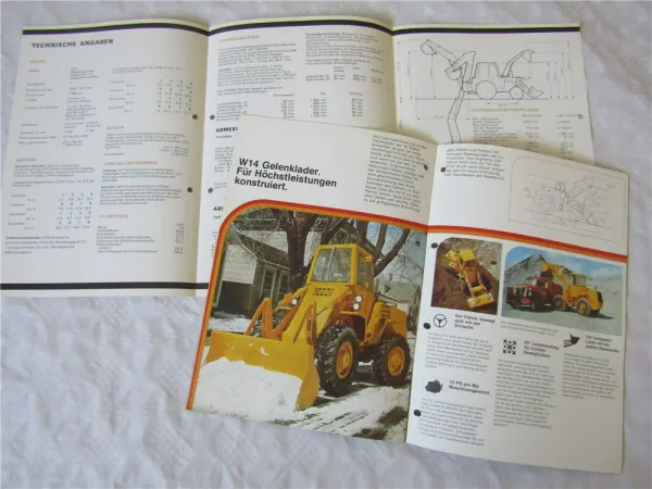 10 Prospekte Case W20C W18 W14 580 K F G Radlader Baggerlader 70/80er Jahre