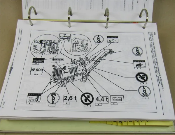 Wirtgen W500 Kaltfräse Bauprogramm Prospekt Betriebsanleitung Hydraulikpläne