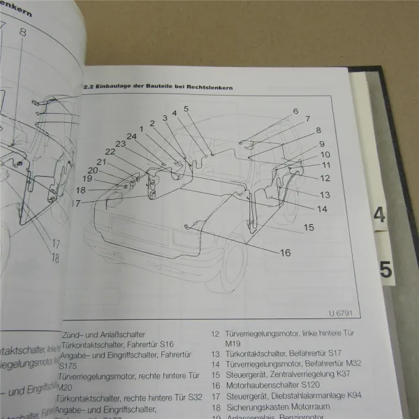 Opel Monterey Motor 3,2L V6 SOHC MPFI Zentralverriegelung ua. Prüfanleitung
