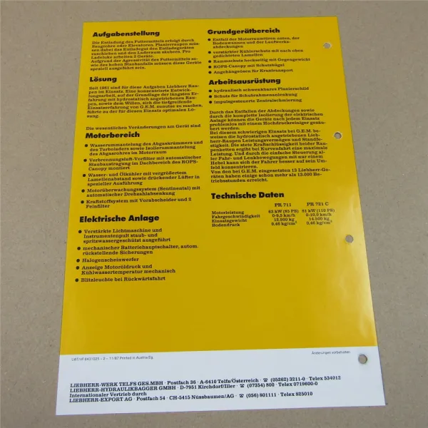 Prospekt Liebherr PR 711 721C Einsatzbericht Futtermittel Rotterdam Fa Graan 87