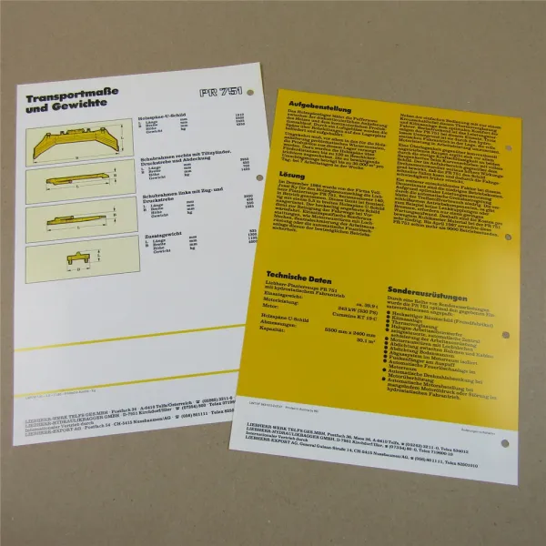 Prospekt Liebherr PR 751 Einsatzbericht Finnland Holzspäneumschlag Papierherstel