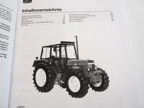 John Deere 2040S Traktor Betriebsanleitung