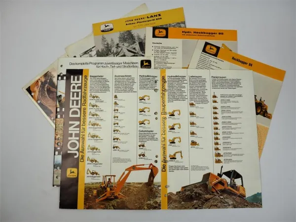 5 Prospekte John Deere Baumaschinen Heckbagger 94 95 Planiergerät 805 + Fotos