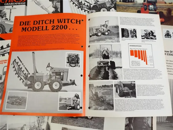 10 Prospekte Ditch Witch C77 C99 1500 M422 2200 2300 K1 R65 R100 Grabenfräse