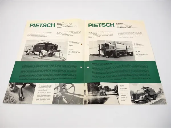 Pietsch Spritzmaschine Tankspritzgeräte Straßenbau Sammlung Prospekte Preisliste