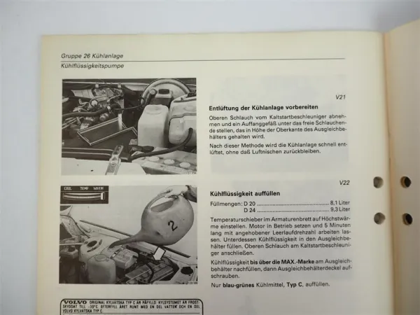 Volvo 240 Motor D20 D24 ab Baujahr 1979 Werkstatthandbuch Reparatur und Inst.