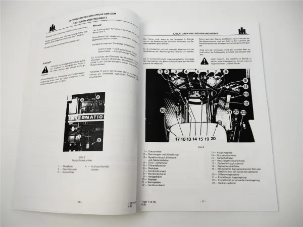 IHC 433 533 633 733 Traktor Betriebsanleitung Bj 4.80 bis 3.82