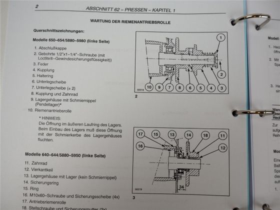 New Holland 640 644 648 650 654 658 5850 5880 5950 5980 Presse Werkstatthandbuch