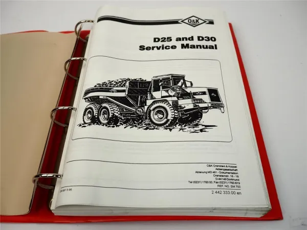 O&K D25 D30 Service Manual Dumper Werkstatthandbuch in englisch 1996