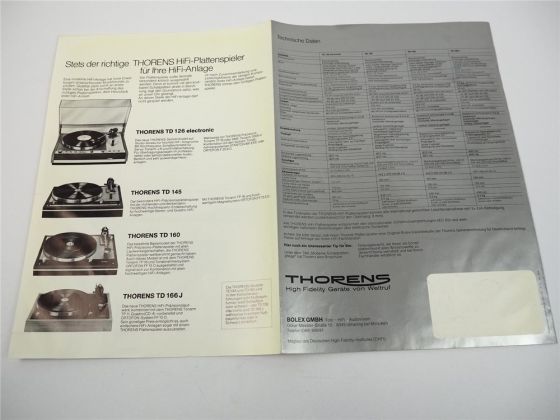 Thorens TD 145 160 126 electronic 166 J Hifi Plattenspieler Prospekt 1976