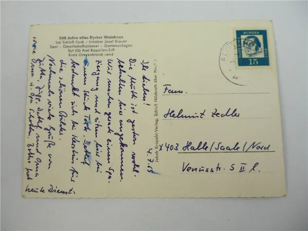 AK 500 Jahre altes Dycker Weinhaus bei Schloß Dyck Jüchen 1965 NRW