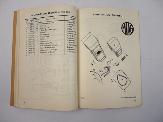 MIAG GS2002B Benzin Gabelstapler Ersatzteilliste Nr 50b Ausgabe 1960