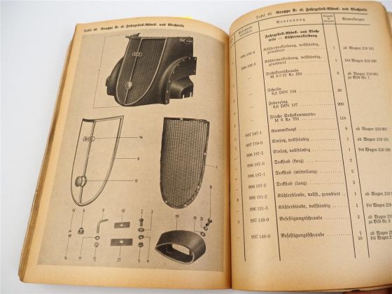 Dienstvorschrift D663/6 Ersatzteilliste Wanderer W23 S Kübelwagen 1941 Wehrmacht