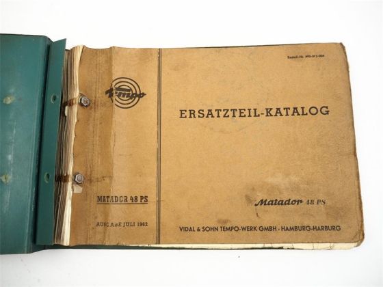 Vidal Tempo Matador 48 PS 1,3t 1,5t Ersatzteilkatalog Ersatzteilliste 1962