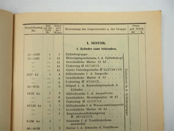 Praga AN LKW Serie 16 Ersatzteilliste Ersatzteilverzeichnis 1931