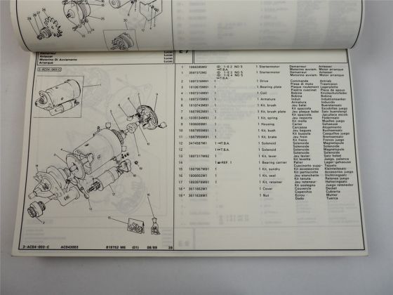Massey Ferguson MF 398 Traktor Ersatzteilliste Parts List 1989