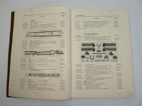 Saurer 2BH Lastwagen Ersatzteilliste Ersatzteilkatalog 1930er Jahre