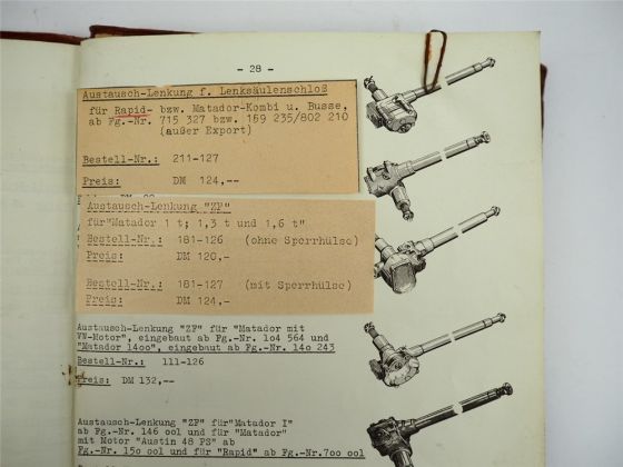 Vidal Tempo Wiking Rapid Boy Hanseat Matador Austauschteile Ersatzteilliste 1960