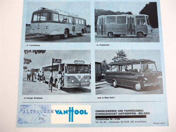 Van Hool Omnibus Stadtbus Linienbus Prospekt 1968