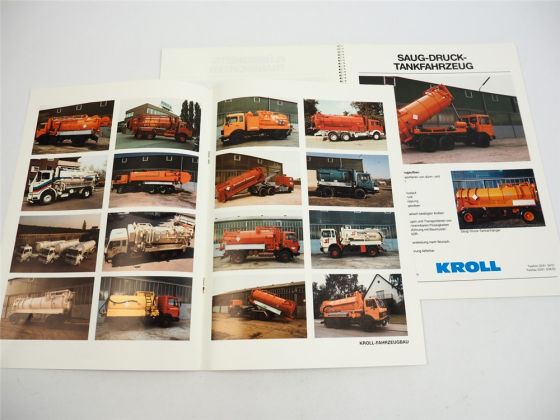 Kroll Sonderfahrzeuge Entsorgung Tankwagen 2x Prospekt 1990er Jahre