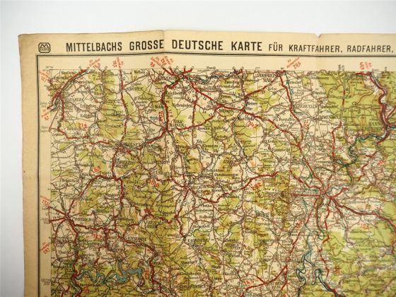 Audi Autokarte Kassel Gotha für Kraftfahrer Mittelbach 1930er Jahre