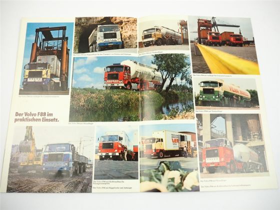 Volvo F88 FB88 LKW Pritschenwagen Tankwagen Auflieger Sattelzug Prospekt 1975