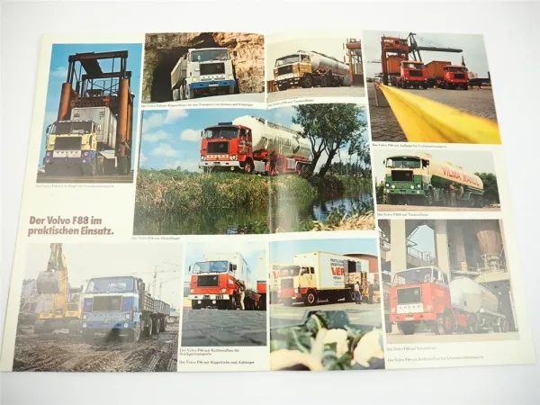 Volvo F88 FB88 LKW Pritschenwagen Tankwagen Auflieger Sattelzug Prospekt 1975